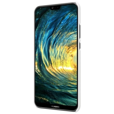 Nillkin Frosted Shield Huawei P20 Lite (Nova 3e) baltas plastikinis dėklas + apsauginė ekrano plėvelė / Priedai.lt