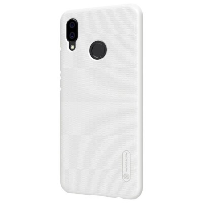 Nillkin Frosted Shield Huawei P20 Lite (Nova 3e) baltas plastikinis dėklas + apsauginė ekrano plėvelė / Priedai.lt