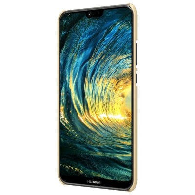 Nillkin Frosted Shield Huawei P20 Lite (Nova 3e) auksinis plastikinis dėklas + apsauginė ekrano plėvelė / Priedai.lt