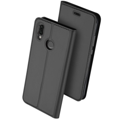 „Dux Ducis“ Skin serijos Huawei P20 Lite (Nova 3e) juodas odinis atverčiamas dėklas / Priedai.lt