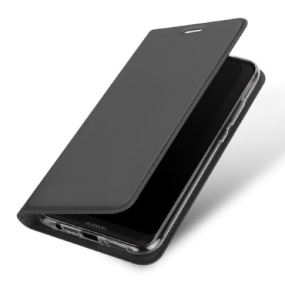 „Dux Ducis“ Skin serijos Huawei P20 Lite (Nova 3e) juodas odinis atverčiamas dėklas / Priedai.lt