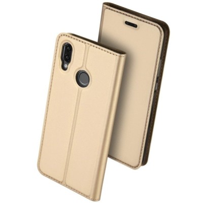 Huawei P20 Lite (Nova 3e) „Dux Ducis“ Skin sērijas zelta ādas atvērams maciņš / Vacins.lv