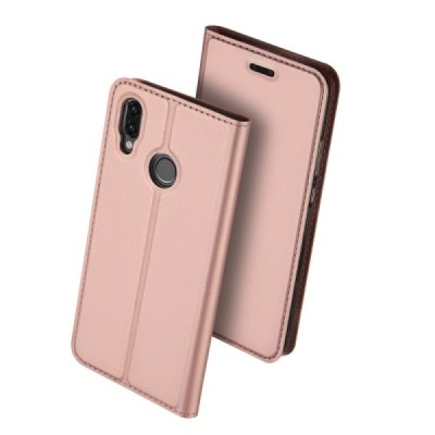 Huawei P20 Lite (Nova 3e) „Dux Ducis“ Skin sērijas rozs ādas atvērams maciņš / Vacins.lv