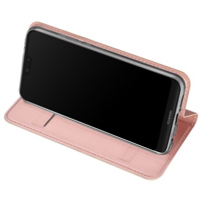 Huawei P20 Lite (Nova 3e) „Dux Ducis“ Skin sērijas rozs ādas atvērams maciņš / Vacins.lv