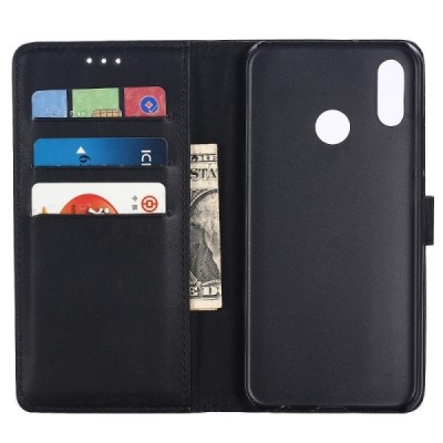 Huawei P20 Lite (Nova 3e) atvēramais ādas melns retro maciņš (maks) / Vacins.lv