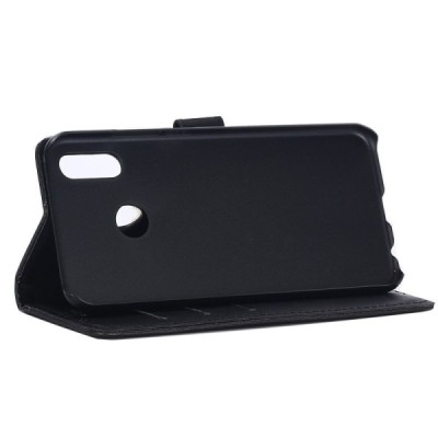 Huawei P20 Lite (Nova 3e) atvēramais ādas melns retro maciņš (maks) / Vacins.lv