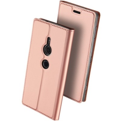Sony Xperia XZ2 „Dux Ducis“ Skin sērijas rozs ādas atvērams maciņš / Vacins.lv