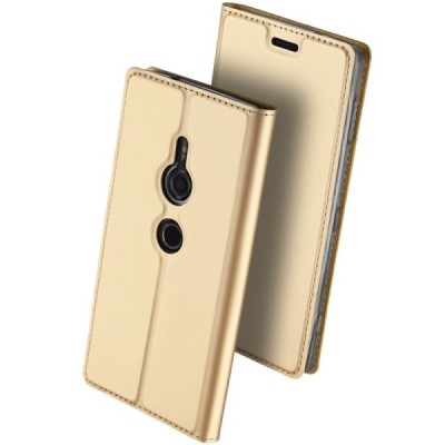 Sony Xperia XZ2 „Dux Ducis“ Skin sērijas zelta ādas atvērams maciņš / Vacins.lv