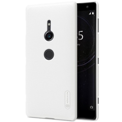 Sony Xperia XZ2 Nillkin Frosted Shield balts plastmasas futrālis + ekrāna aizsargplēve / Vacins.lv