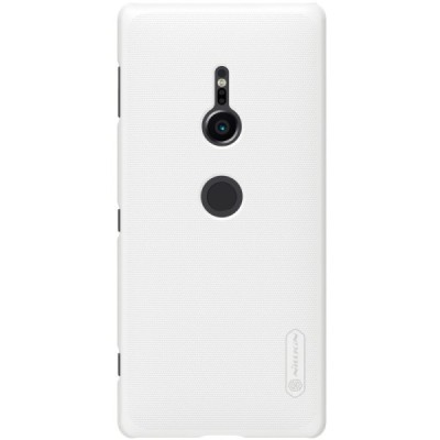 Sony Xperia XZ2 Nillkin Frosted Shield balts plastmasas futrālis + ekrāna aizsargplēve / Vacins.lv