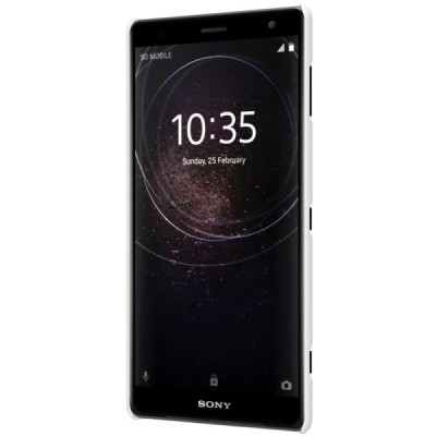 Sony Xperia XZ2 Nillkin Frosted Shield balts plastmasas futrālis + ekrāna aizsargplēve / Vacins.lv