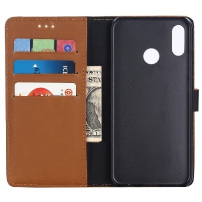 Huawei P20 Lite (Nova 3e) atvēramais ādas gaiši brūns retro maciņš (maks) / Vacins.lv