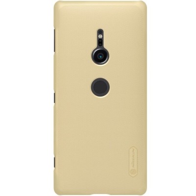 Sony Xperia XZ2 Nillkin Frosted Shield zelta plastmasas futrālis + ekrāna aizsargplēve / Vacins.lv