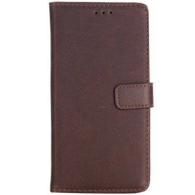 Huawei P20 Lite (Nova 3e) atvēramais ādas tumši brūns retro maciņš (maks) / Vacins.lv