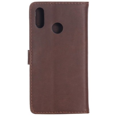 Huawei P20 Lite (Nova 3e) atvēramais ādas tumši brūns retro maciņš (maks) / Vacins.lv