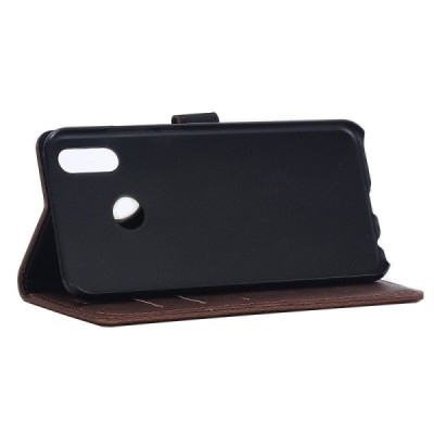 Huawei P20 Lite (Nova 3e) atvēramais ādas tumši brūns retro maciņš (maks) / Vacins.lv