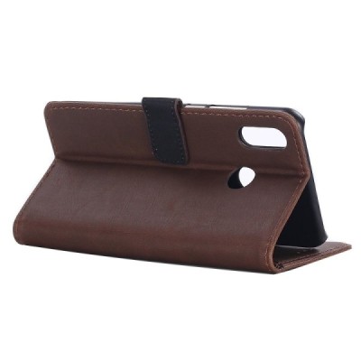 Huawei P20 Lite (Nova 3e) atvēramais ādas tumši brūns retro maciņš (maks) / Vacins.lv