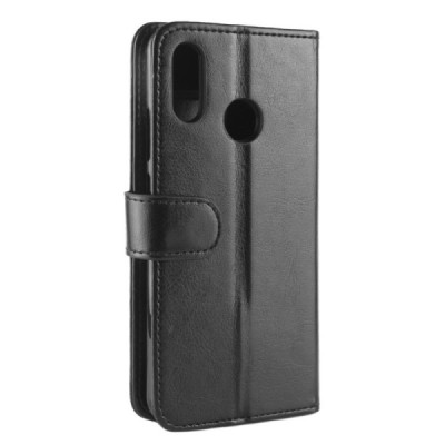 Huawei P20 Lite (Nova 3e) atvēramais ādas melns maciņš, grāmata (maks) / Vacins.lv