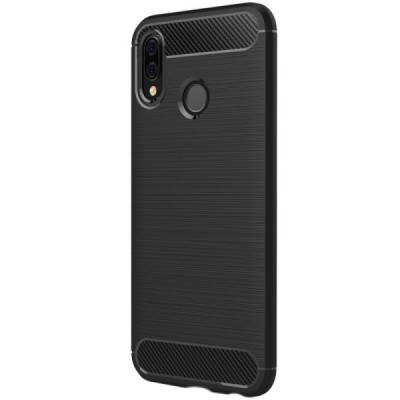 Huawei P20 Lite (Nova 3e) „Carbon“ cieta silikona (TPU) melns apvalks / vacins.lv