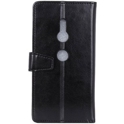 Sony Xperia XZ2 atvēramais ādas melns maciņš (maks) / Vacins.lv