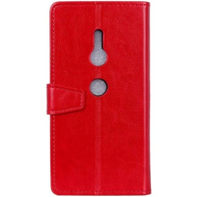 Sony Xperia XZ2 atverčiamas raudonas odinis dėklas - piniginė / Priedai.lt