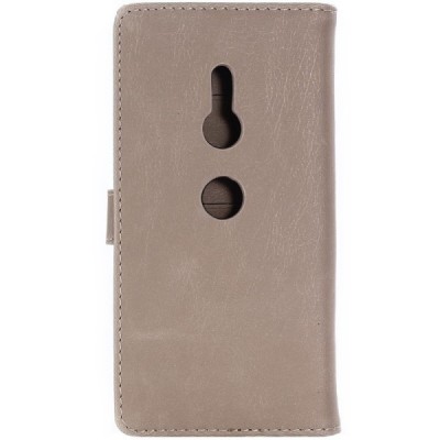 Sony Xperia XZ2 atverčiamas smėlio spalvos odinis retro dėklas - piniginė / Priedai.lt