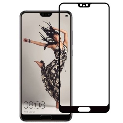 Huawei P20 „Mocolo“ 9H Tempered Glass sustiprintos apsaugos juodas pilnai dengiantis apsauginis ekrano stiklas 0,26 mm / Priedai