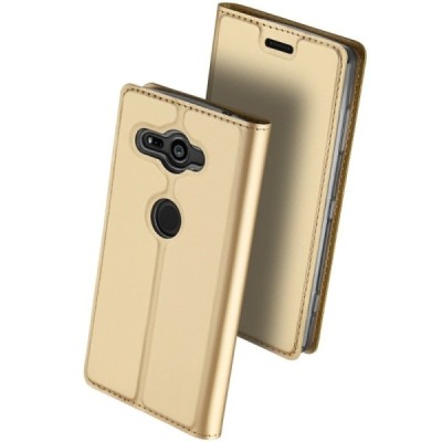 „Dux Ducis“ Skin serijos Sony Xperia XZ2 Compact auksinis odinis atverčiamas dėklas / Priedai.lt