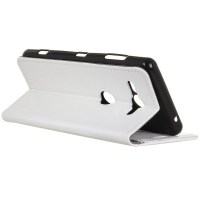 Sony Xperia XZ2 Compact atverčiamas baltas odinis dėklas, knygutė - piniginė / Priedai.lt