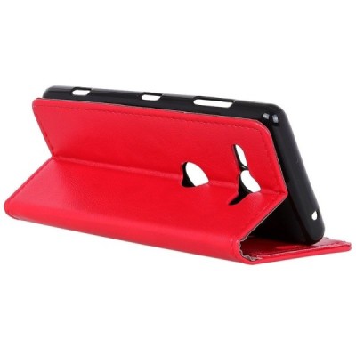 Sony Xperia XZ2 Compact atverčiamas raudonas odinis dėklas, knygutė - piniginė / Priedai.lt