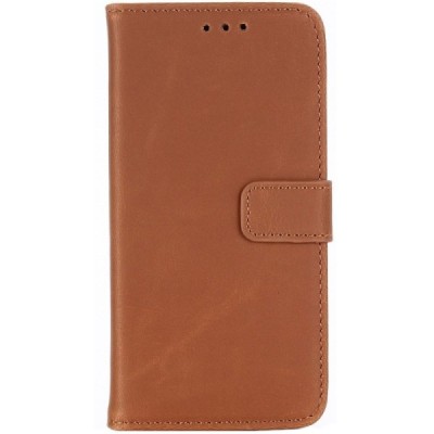 Sony Xperia XZ2 Compact atverčiamas šviesiai rudas odinis retro dėklas - piniginė / Priedai.lt