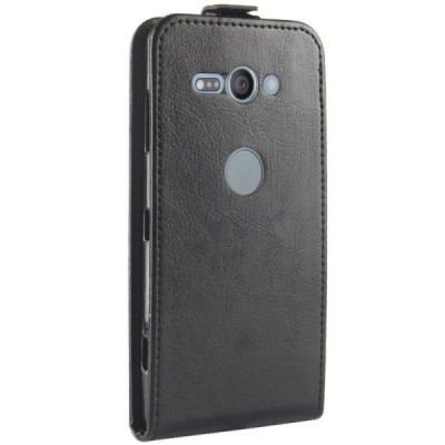 Sony Xperia XZ2 Compact vertikaliai atverčiamas juodas odinis dėklas - piniginė / Priedai.lt