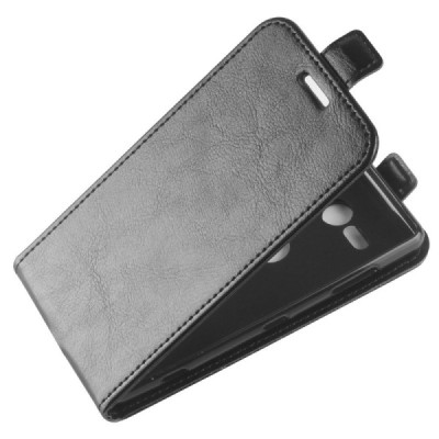 Sony Xperia XZ2 Compact vertikaliai atverčiamas juodas odinis dėklas - piniginė / Priedai.lt