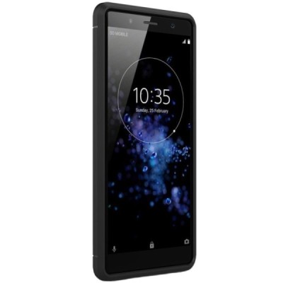 Sony Xperia XZ2 Compact „Carbon“ kieto silikono TPU juodas dėklas - nugarėlė / Priedai.lt