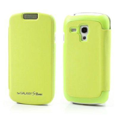 Samsung Galaxy S3 mini i8190 atvērams zaļš ādas futrālis - maciņš / Vacins.lv