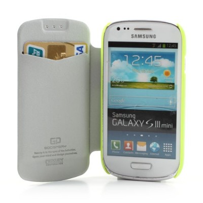 „Mercury“ atverčiamas žalios spalvos odinis Samsung Galaxy S3 mini i8190 dėklas / Priedai.lt