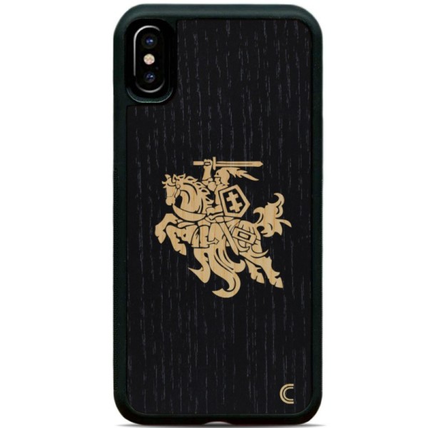 „Crafted Cover“ dabīga koka apvalks - Melns Vytis (iPhone X / Xs)
