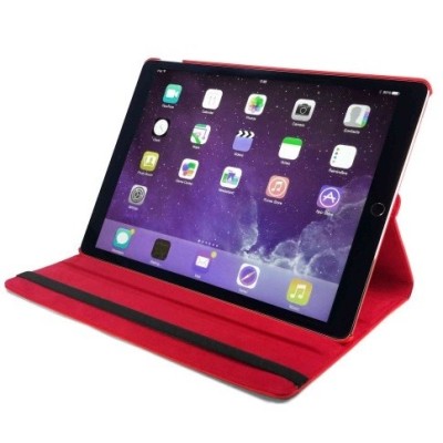 Apple iPad Pro 12.9" solidus atverčiamas, sukiojamas 360 laipsnių, raudonas odinis dėklas - stovas / Priedai.lt