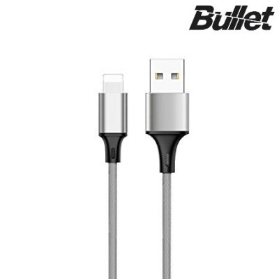 Bullet Lightning USB pilkas laidas skirtas iPhone 6, 6 Plus, 5, 5S, iPad Air, iPad mini, iPod (MFi sertifikatas) / Priedai.lt