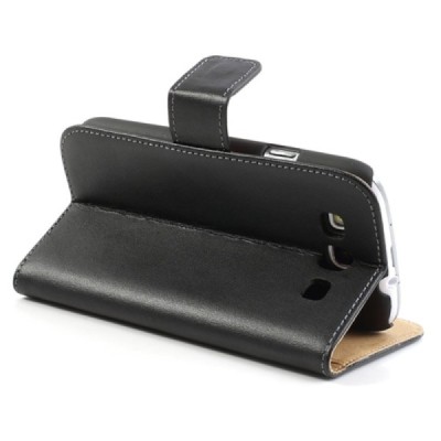 Samsung Galaxy S3 (I9300) atverčiamas juodas odinis Casual dėklas - piniginė / Priedai.lt