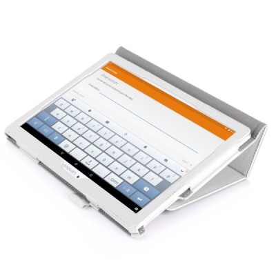 Lenovo Tab 3 10.1" TB-X103F un Tab 2 A10-30 atvēramais balts maciņš / Vacins.lv