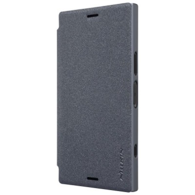 Sony Xperia XZ1 Compact pilkas odinis atverčiamas Nillkin Sparkle dėklas / Priedai.lt