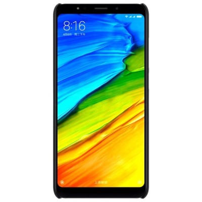 Xiaomi Redmi 5 Plus Nillkin Frosted Shield juodas plastikinis dėklas + apsauginė ekrano plėvelė / Priedai.lt