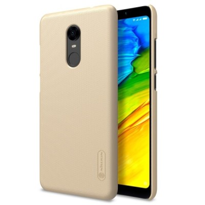 Xiaomi Redmi 5 Plus Nillkin Frosted Shield auksinis plastikinis dėklas + apsauginė ekrano plėvelė / Priedai.lt