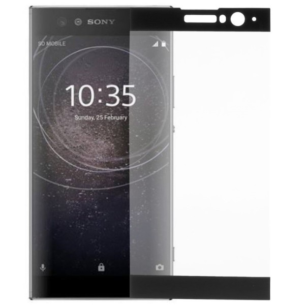 „Calans“ Tempered Glass pilnai dengiantis apsauginis ekrano stiklas 0.2 mm - juodas (Xperia XA2)