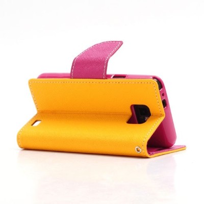 Samsung Galaxy S2 „Mercury“ atvērams zaļs ādas futrālis - oranžs / Vacins.lv