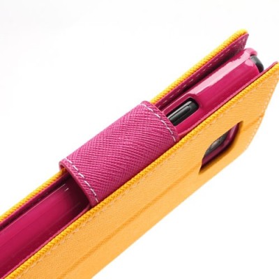 Samsung Galaxy S2 „Mercury“ atvērams zaļs ādas futrālis - oranžs / Vacins.lv