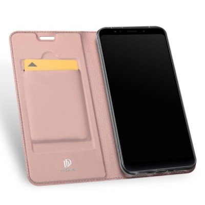 Xiaomi Redmi 5 Plus „Dux Ducis“ Skin sērijas rozs ādas atvērams maciņš / Vacins.lv