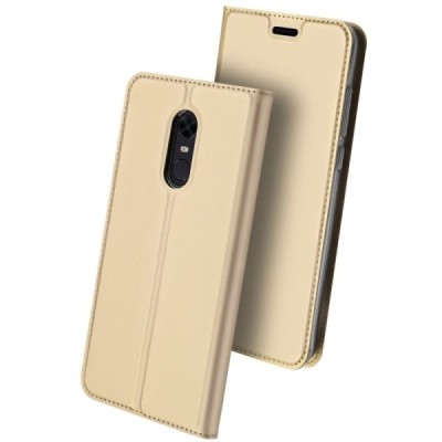 „Dux Ducis“ Skin serijos Xiaomi Redmi 5 Plus auksinis odinis atverčiamas dėklas / Priedai.lt
