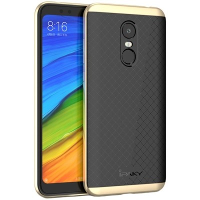 Xiaomi Redmi 5 Plus „IPAKY“ kieto silikono TPU juodas (aukso spalvos apvadais) dėklas - nugarėlė / Priedai.lt